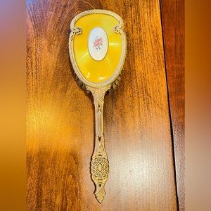 Vintage 1900’s Guilloché Enamel Vibrant Yellow with Florals Brush